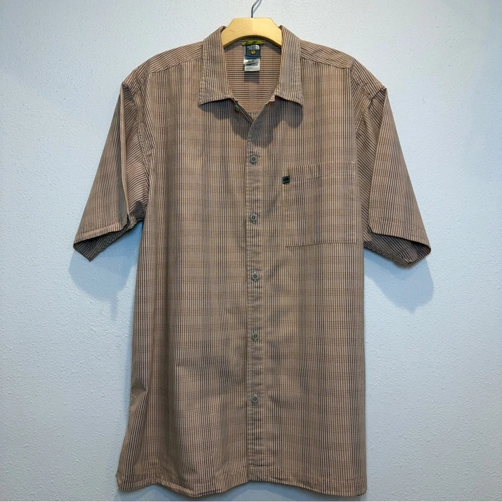 The North Face A5 Series Short Sleeve Button-Down in Brown& Orange Plaid size XL